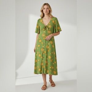 Modcloth 90s Sun Lime Weekend Brunch Wonder Midi Dress Celestial Sunshine Festi